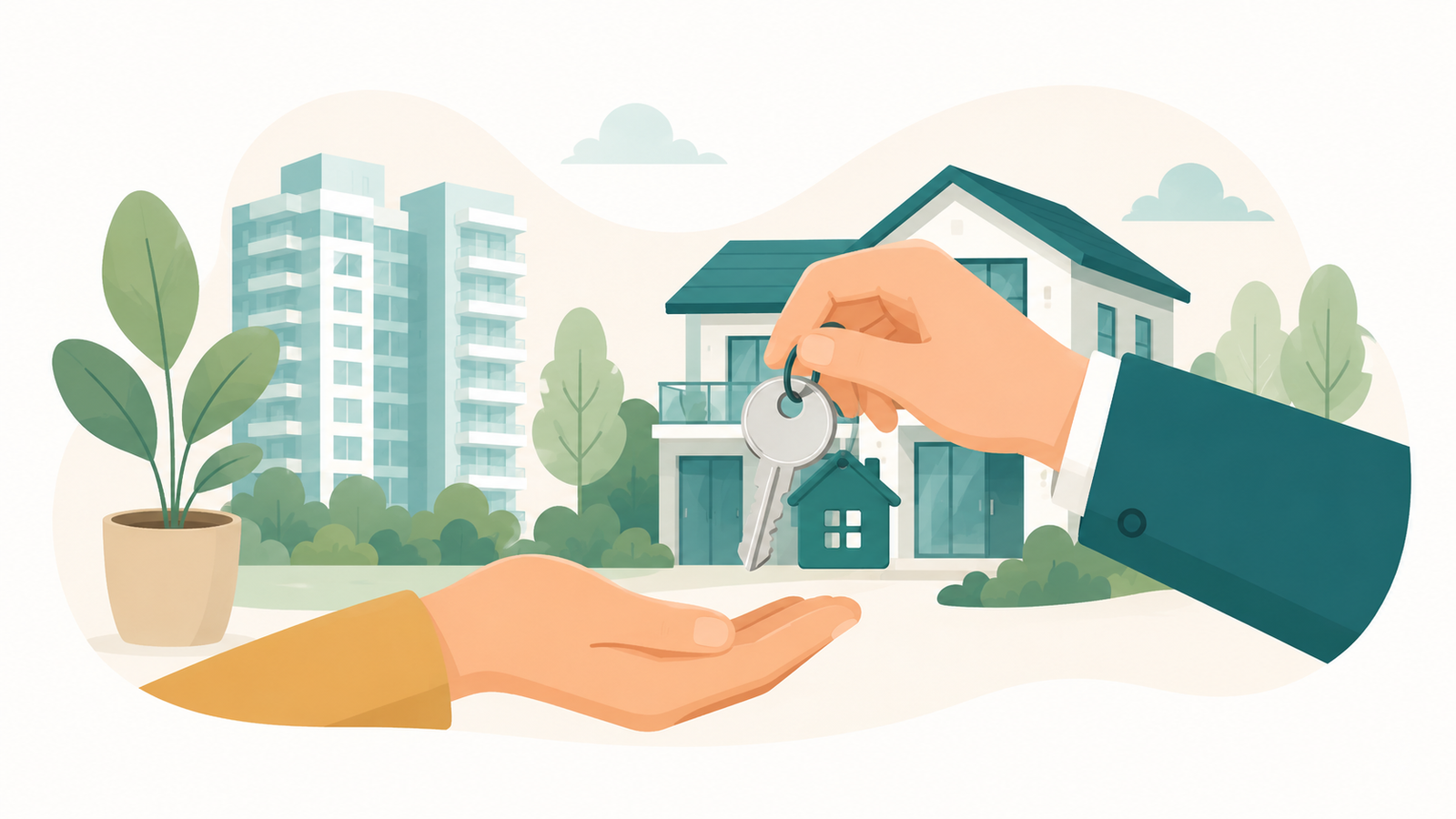 Landed home rental illustration
